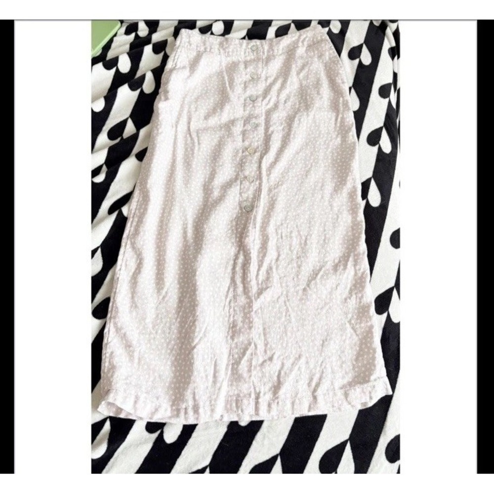 Rachel Zoe 100% Linen Button Front Skirt Polka Dots Size US 8